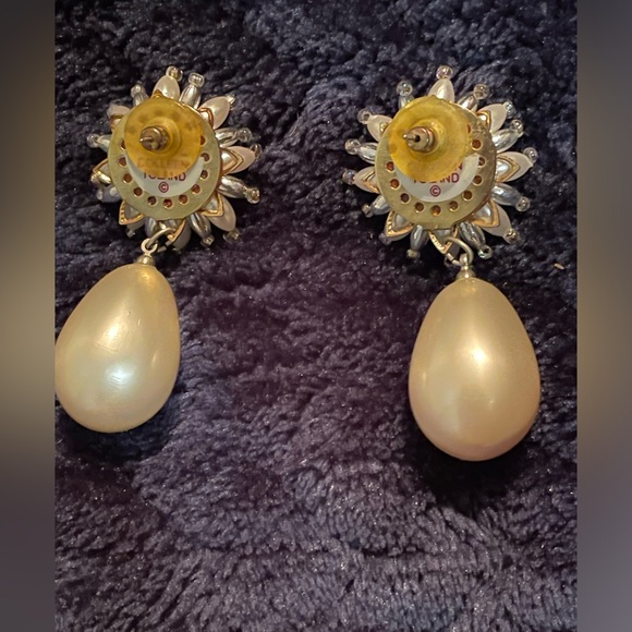 🔥Beautiful Vintage Colleen Toland Large Pearl Drop Bead & Studded Earrings - Picture 5 of 7